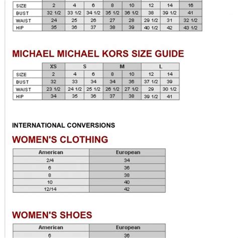 michael kors foot measurements.